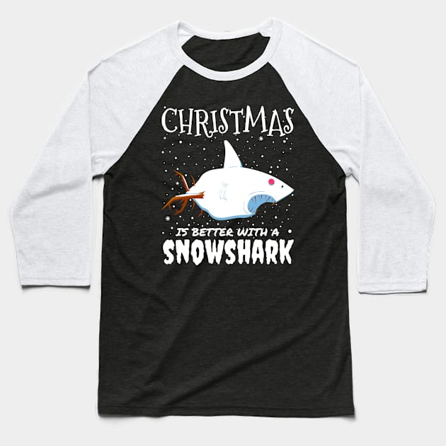 Christmas Is Better With A Snowshark - christmas cute snow seal gift Baseball T-Shirt by mrbitdot